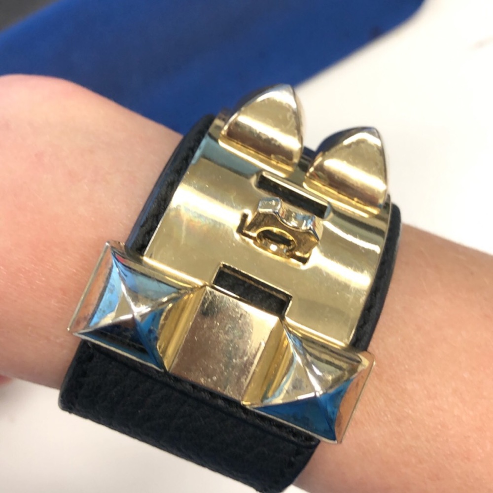 Designer Bracelet black Leather and Studs